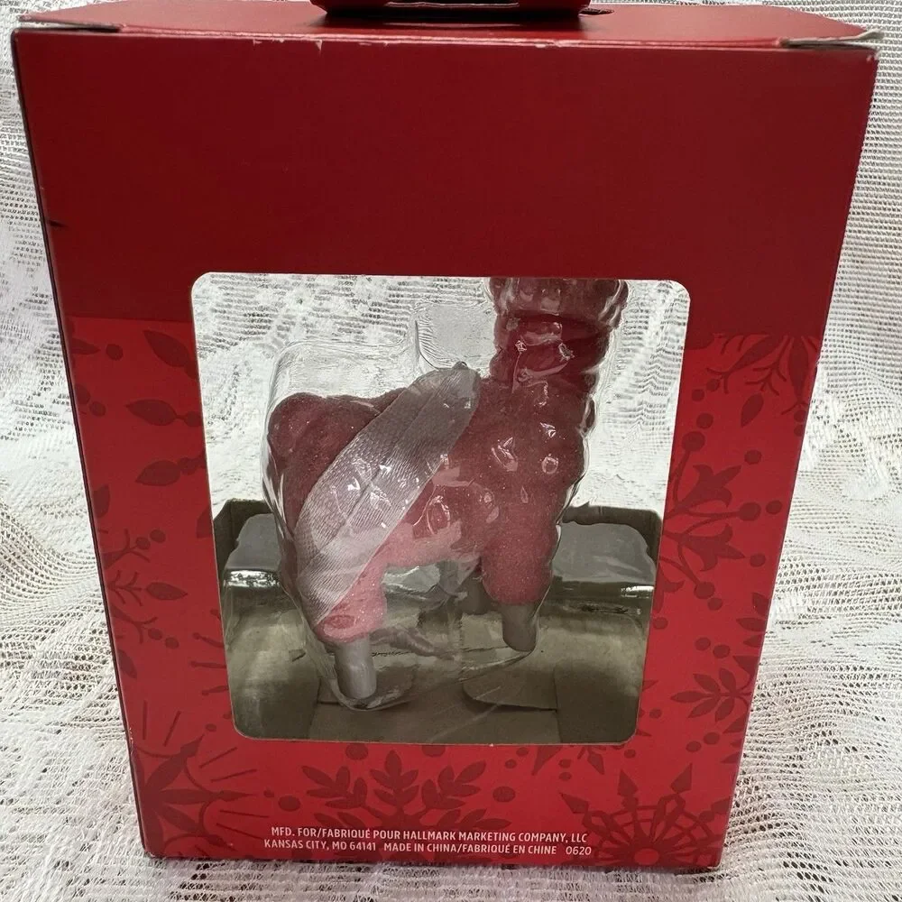 Hallmark Pink Sparkly Llama Christmas Ornament‎ NIB Red Box 3”